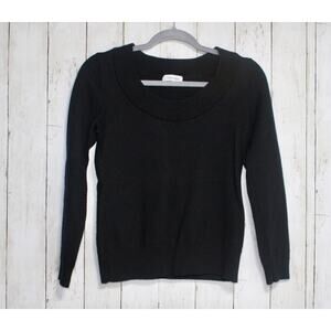 Calvin Klein Black Knit Sweater Women Long Sleeve Crew Neck Classic Pullover